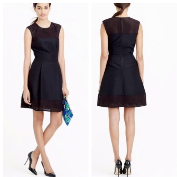 J CREW Sleeveless Perforated Fit & Flare Cocktail Dress in Black- Size 2 - Picture 8 of 13